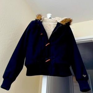 NWOT Roxy Faux Fur Hood Coat - Varsity Jacket Fit